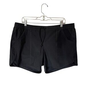 Lands' End Board Shorts Women 16 Black Excellent Stretch Drawstring Swim